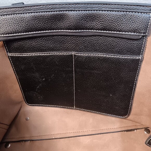 London Fog black faux leather large tote bag purse - Picture 8 of 14